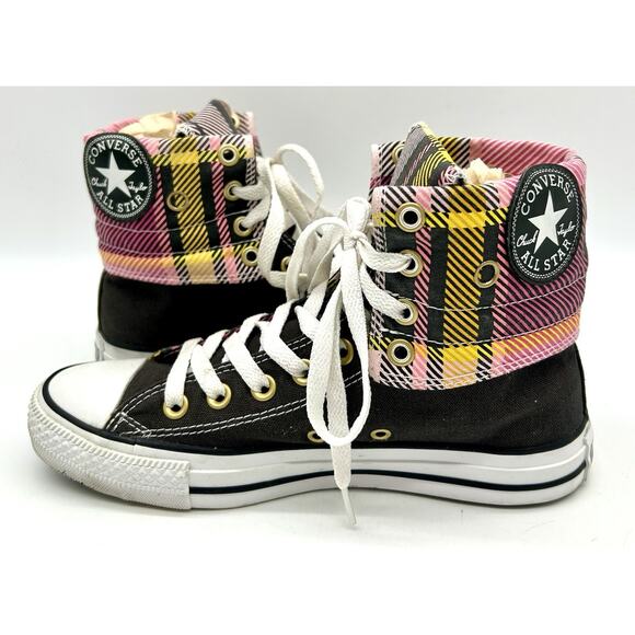 Converse Chuck Taylor All Star Women's 7.5 Layer Up Plaid Hi Top 517442 GUC - Picture 7 of 16